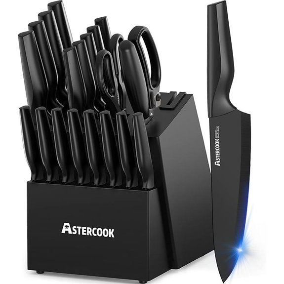Astercook 21-Piece Kitchen Knife Set with Sharpener