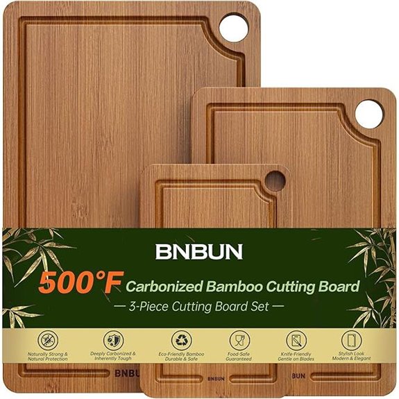 Bamboo Cutting Board Set with Non-Slip Mat
