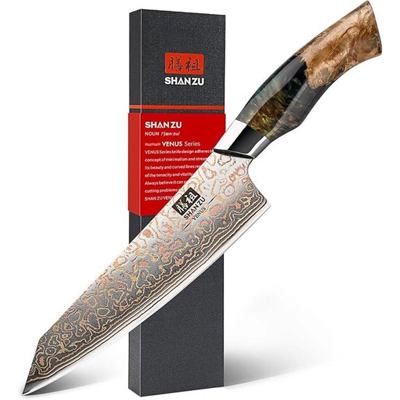 SHAN ZU Damascus Chef Knife 8 inch with Maple Handle