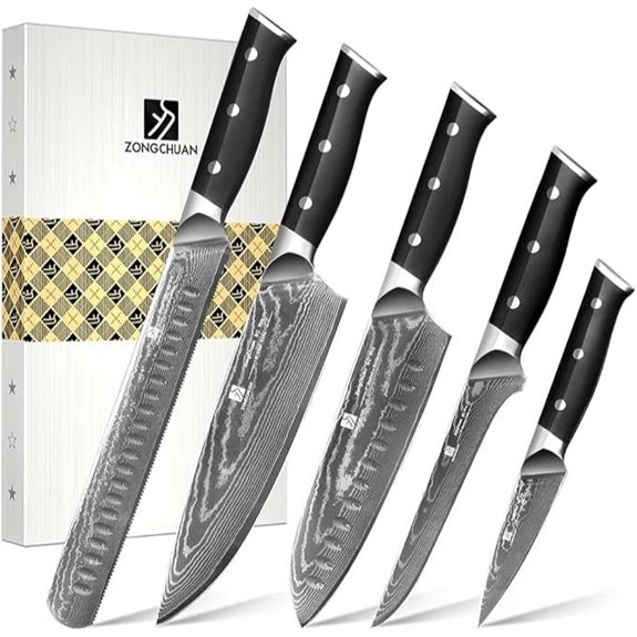 Damascus 5-Piece Chef Knife Set with Ergonomic Handle