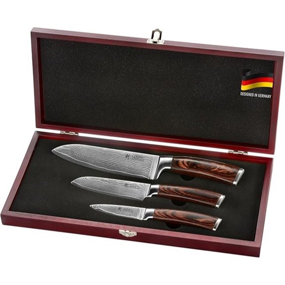 Wakoli Damascus Kitchen Knife Set with Pakkawood Handles