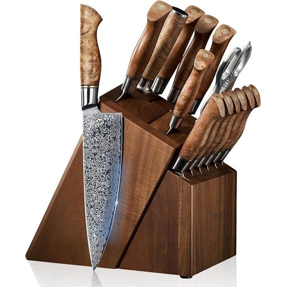 SENKEN Damascus Knife Set with Steak Knives & Sharpening