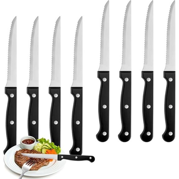 Steak Knives Set of 8 Sharp Stainless Steel Serrated