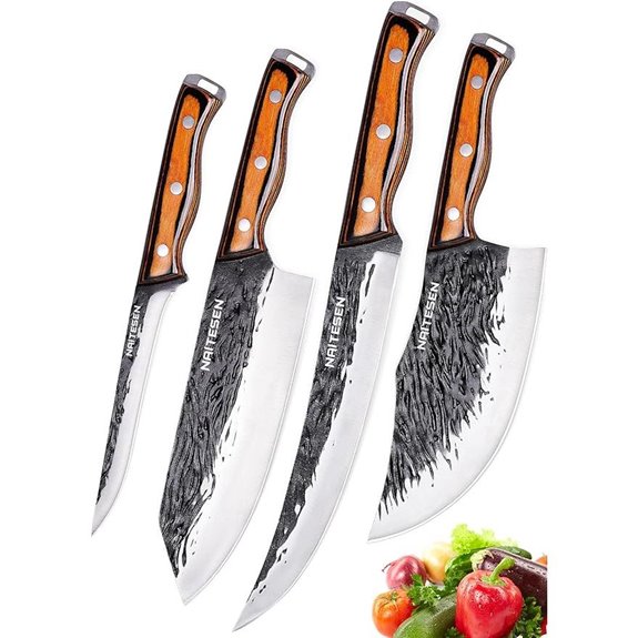 4PCS Hand Forged Chef and Meat Cleaver Set