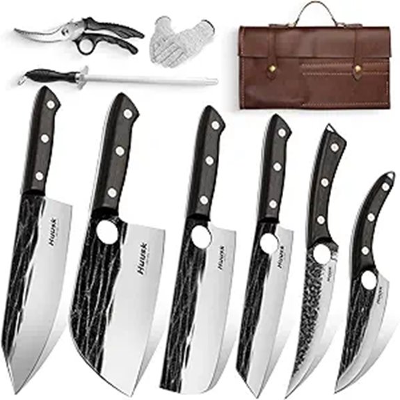 Huusk Knife Set with Bag and Ebony Handles