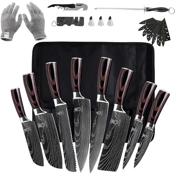 FULLHI 14-Piece Japanese German Steel Knife Set
