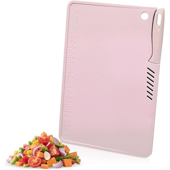 Plastic Cutting Board with Knife Double-Sided Pink