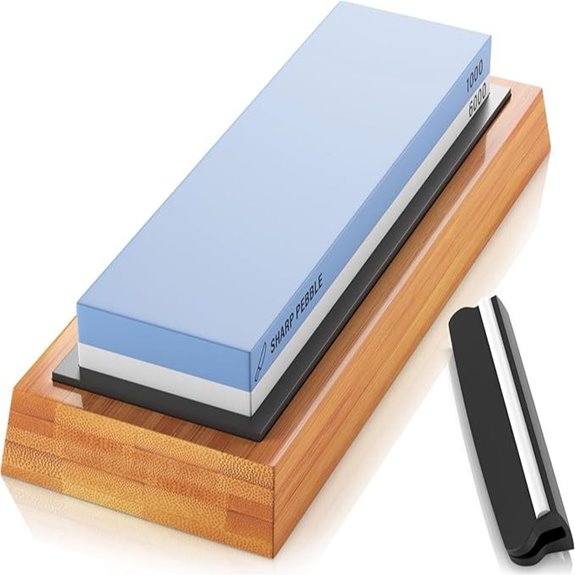Sharp Pebble Whetstone Knife Sharpener with Base